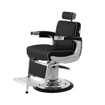 Takara Belmont Apollo 2 Barber Chair - Silver Hydraulic Base + White Piping