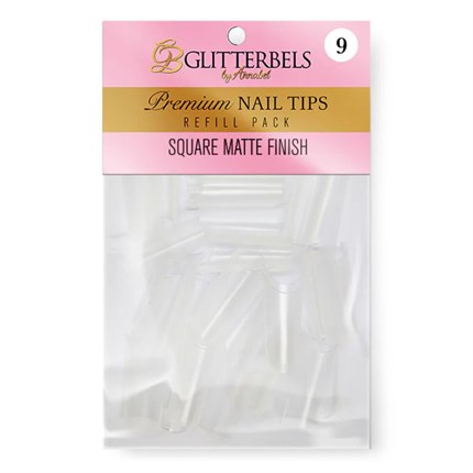 Glitterbels Clear Matte Square Tip Refills 50pk - Size 9